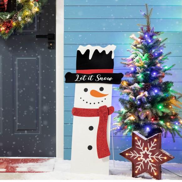 Glitzhome Glitzhome 36"H Metal Glittered Snowman Porch Decor
