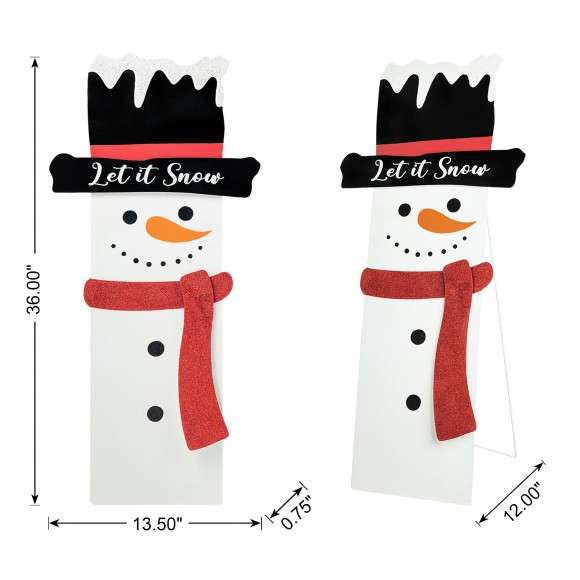 Glitzhome Glitzhome 36"H Metal Glittered Snowman Porch Decor