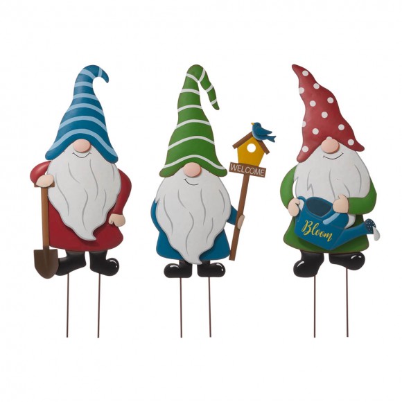 glitzhome Glitzhome 36"H Metal Gnome Yard Stakes or Wall Decor Set of 3