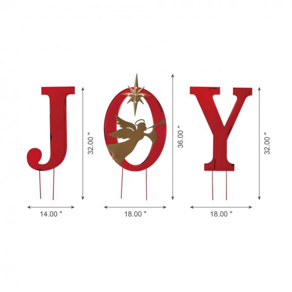 Glitzhome Glitzhome 36"H Metal "JOY" Angel Yard Stake Or Standing Decor Or Wall Décor With LED Lights (Three Functions)