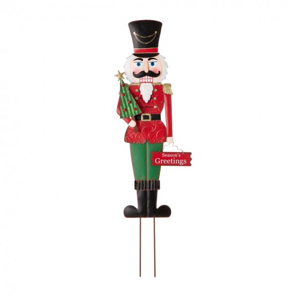 glitzhome Glitzhome 36"H Metal Nutcracker Yardstake or Standing Décor or Wall Décor (3 Functions)