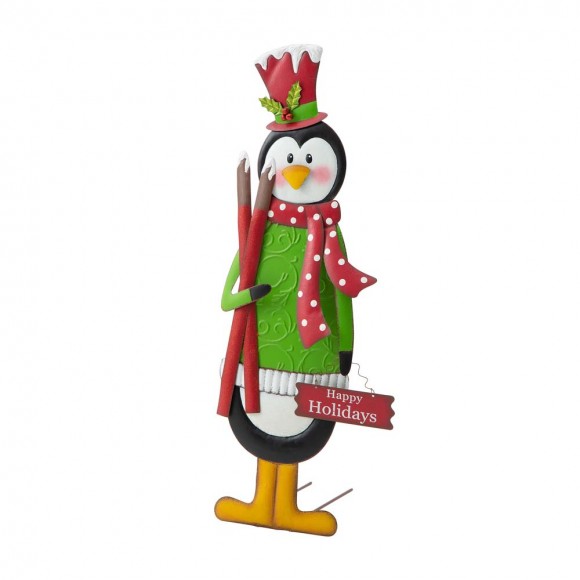 Glitzhome Glitzhome 36"H Metal Penguin Yardstake Or Standing Décor Or Wall Décor (3 Functions)