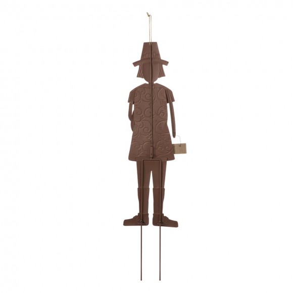 Glitzhome Glitzhome 36"H Metal Thanksgiving Pilgrim Boy Yard Stake Standing Decor Or Hanging Decor (Three Function)