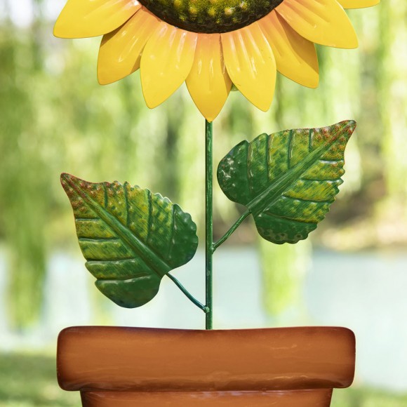 Glitzhome Glitzhome 36"H Metal "Welcome To The Garden" Sunflower Yardstake