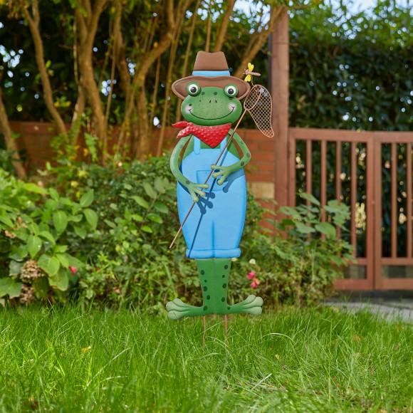 Glitzhome Glitzhome 36"H Multi-functional 3-in-1 Metal Standing Frog Garden Yardstake Wall Decor Floor Decor (KD)