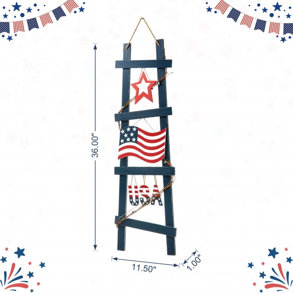 Glitzhome Glitzhome 36"H Patriotic Americana Ladder-shaped "USA" Porch Decor