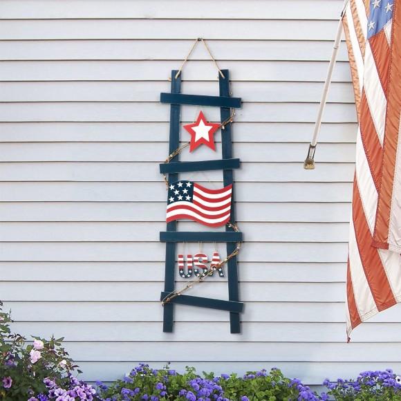 Glitzhome Glitzhome 36"H Patriotic Americana Ladder-shaped "USA" Porch Decor