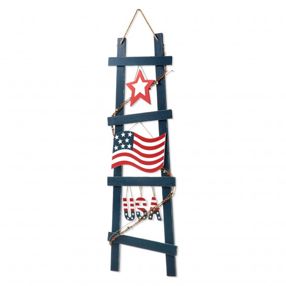 glitzhome Glitzhome 36"H Patriotic Americana Ladder-shaped "USA" Porch Decor