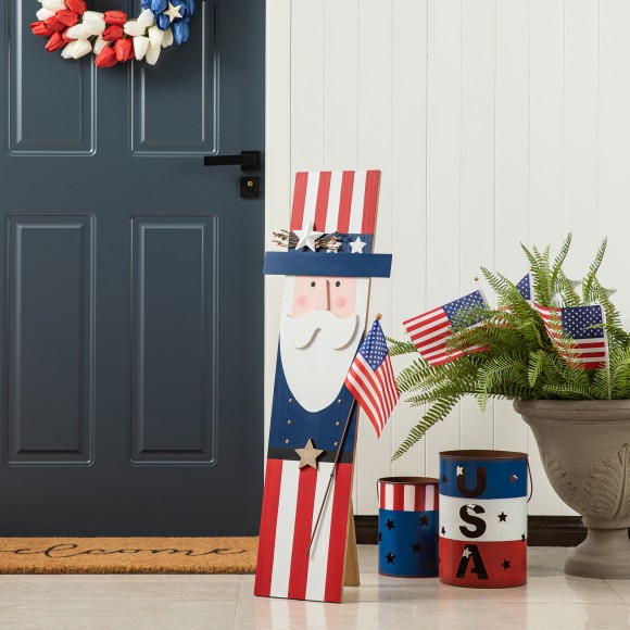 Glitzhome Glitzhome 36"H Patriotic Americana Wooden Uncle Sam Porch Decor