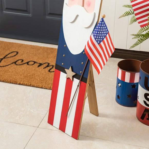 Glitzhome Glitzhome 36"H Patriotic Americana Wooden Uncle Sam Porch Decor