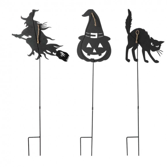 Glitzhome Glitzhome 36"H Set Of 3 Halloween Metal Silhouette Yard Stake Or Hanging Decor