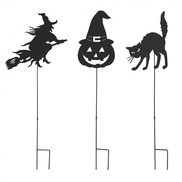 glitzhome Glitzhome 36"H Set of 3 Halloween Metal Silhouette Yard Stake or Hanging Decor