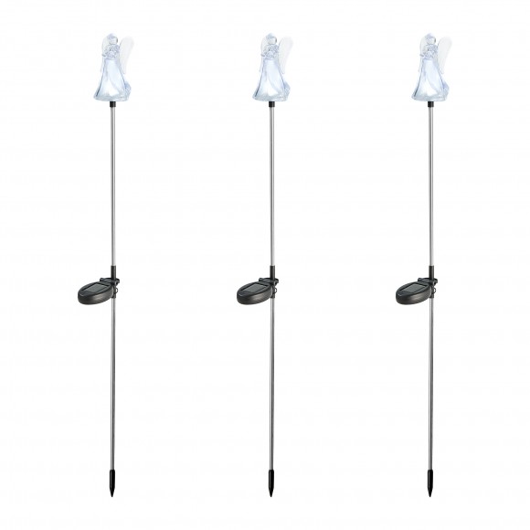 glitzhome Glitzhome 36"H Set of 3 Solar Powered Angel Stake Light with stainless steel pole (KD)