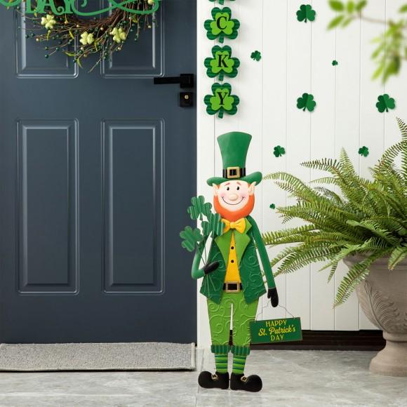Glitzhome Glitzhome 36"H St. Patrick's Metal Leprechaun Yard Stake Or Standing Decor Or Wall Decor