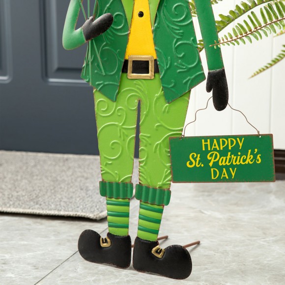 Glitzhome Glitzhome 36"H St. Patrick's Metal Leprechaun Yard Stake Or Standing Decor Or Wall Decor