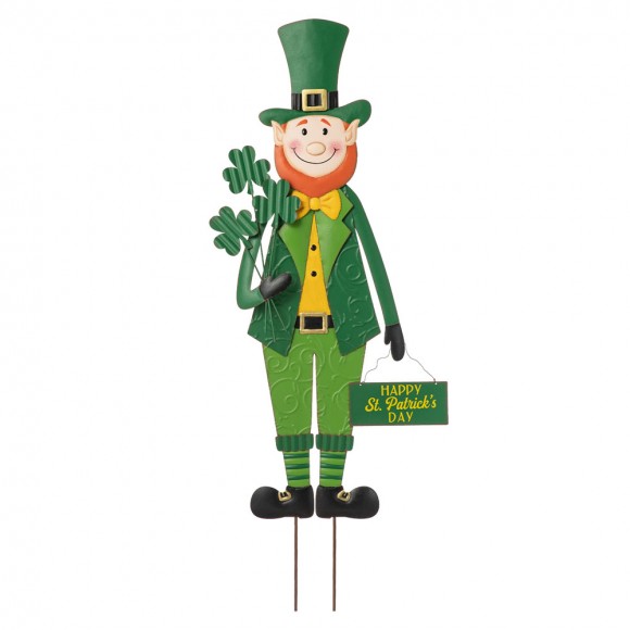 glitzhome Glitzhome 36"H St. Patrick's Metal Leprechaun Yard Stake or Standing Decor or Wall Decor