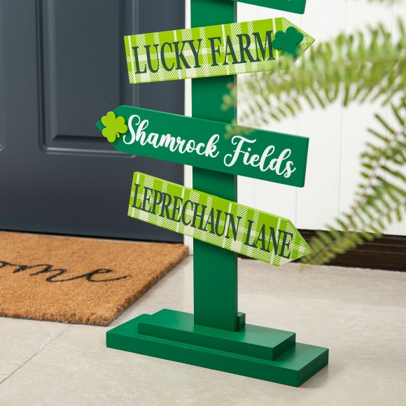 Glitzhome Glitzhome 36"H St. Patrick's Wood Shamrock Word Sign Porch Decor(KD)