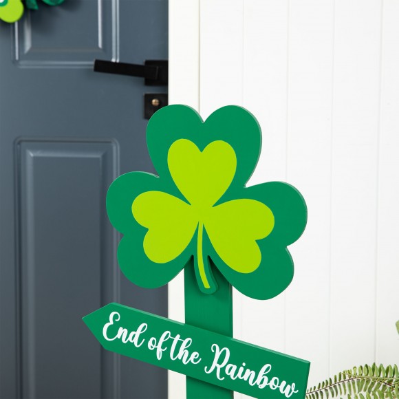 Glitzhome Glitzhome 36"H St. Patrick's Wood Shamrock Word Sign Porch Decor(KD)