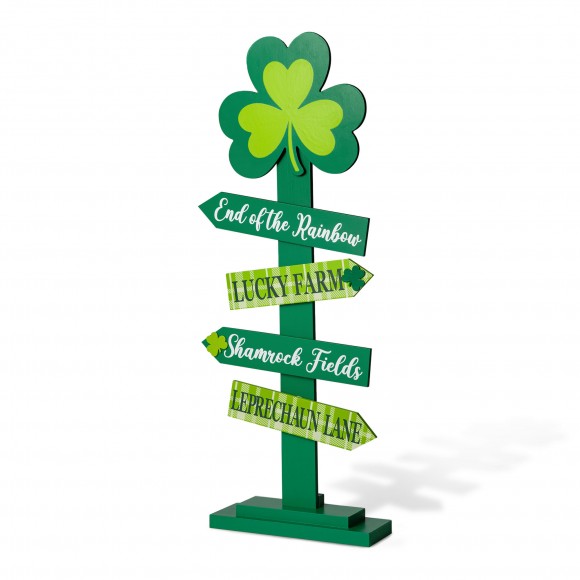 glitzhome Glitzhome 36"H St. Patrick's Wood Shamrock Word Sign Porch Decor(KD)