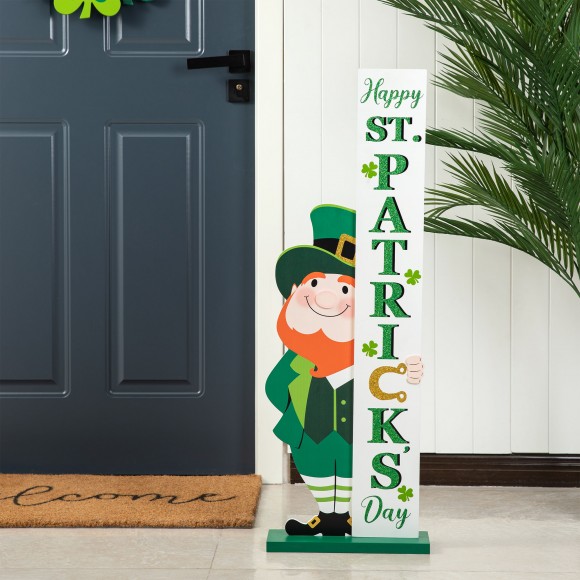 Glitzhome Glitzhome 36"H St. Patrick's Wooden Leprechaun HAPPY ST.PATRICKS DAY Porch Decor(KD)