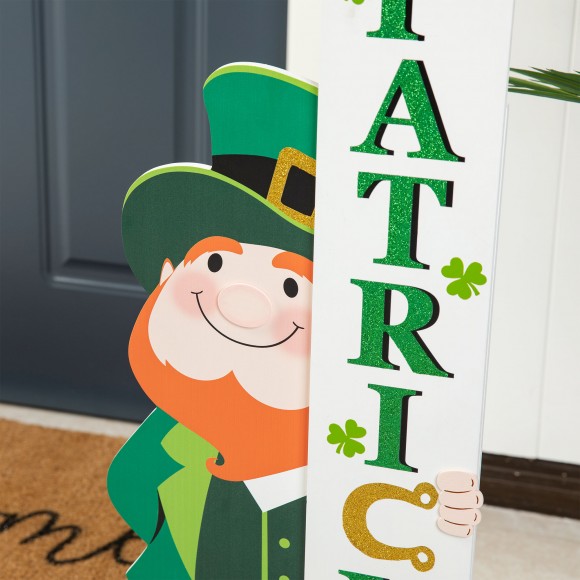 Glitzhome Glitzhome 36"H St. Patrick's Wooden Leprechaun HAPPY ST.PATRICKS DAY Porch Decor(KD)