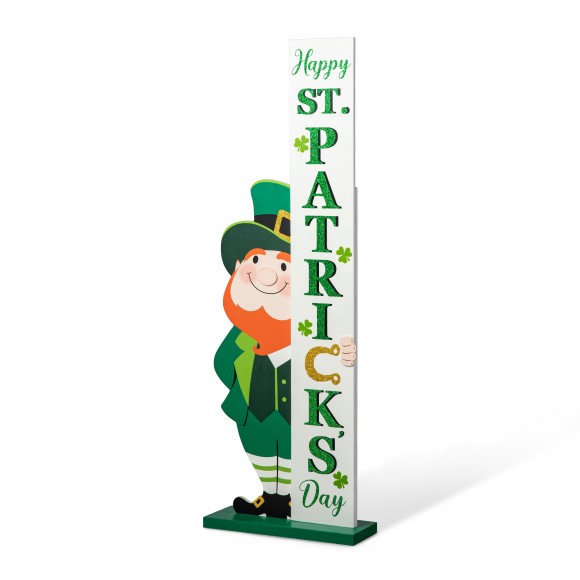 glitzhome Glitzhome 36"H St. Patrick's Wooden Leprechaun HAPPY ST.PATRICKS DAY Porch Decor(KD)