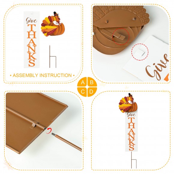 Glitzhome Glitzhome 36"H Thanksgiving Metal Turkey "Give Thanks" Yard Stake