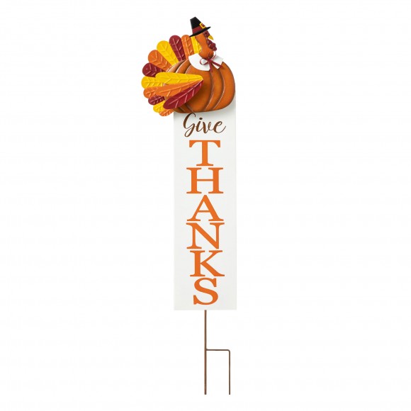 glitzhome Glitzhome 36"H Thanksgiving Metal Turkey "Give Thanks" Yard Stake