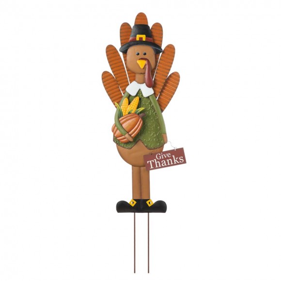 glitzhome Glitzhome 36"H Thanksgiving Metal Turkey Yard Stake Standing Decor or Hanging Decor (Three function)