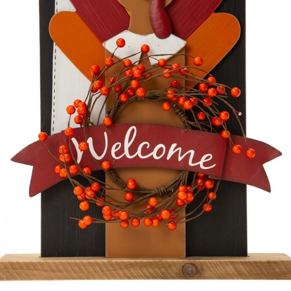 Glitzhome Glitzhome 36"H Thanksgiving Wooden Pilgrim Couple Poch Décor