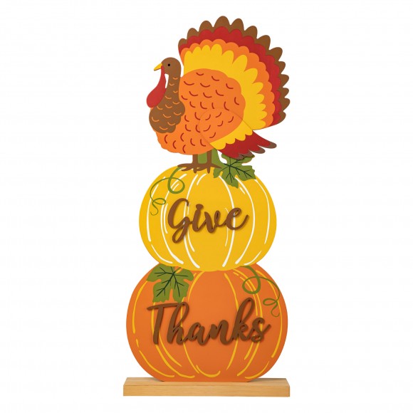 Glitzhome Glitzhome 36"H Thanksgiving Wooden Stacked Pumpkin & Turkey Porch Décor