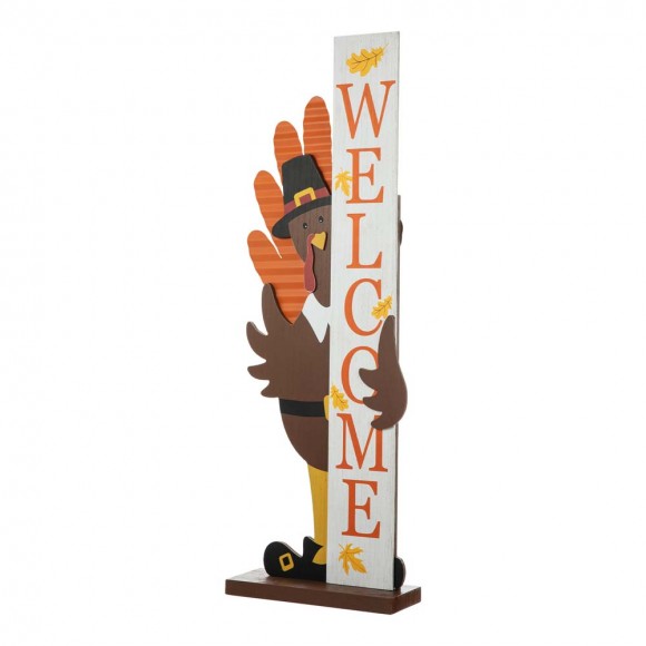 Glitzhome Glitzhome 36"H Thanksgiving Wooden Turkey Welcome Porch Decor
