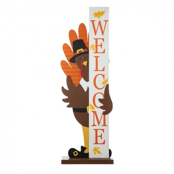 glitzhome Glitzhome 36"H Thanksgiving Wooden Turkey Welcome Porch Decor