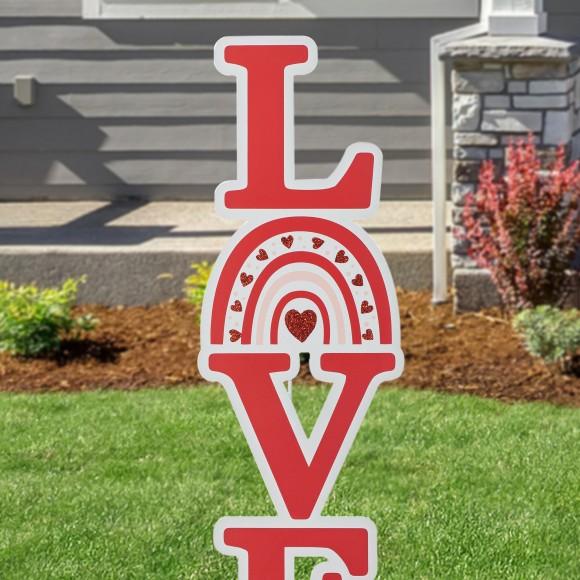 Glitzhome Glitzhome 36''H Valentine's Metal Rainbow "LOVE" Yard Stake（KD)