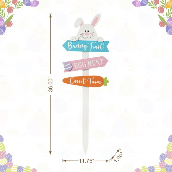 Glitzhome Glitzhome 36"H Wooden Easter Bunny Yard Stake (KD)