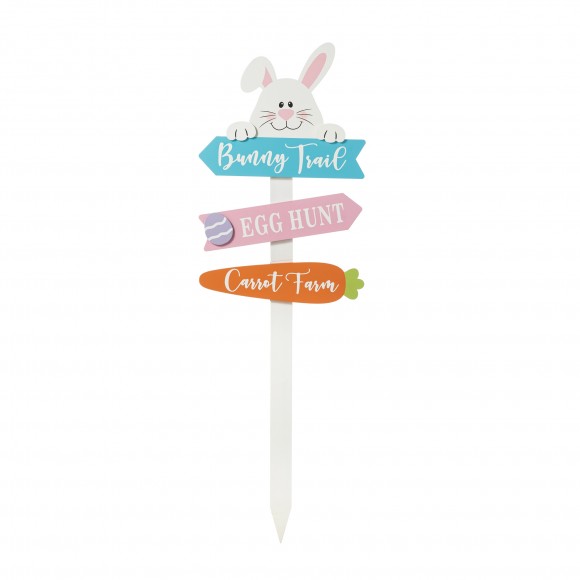 Glitzhome Glitzhome 36"H Wooden Easter Bunny Yard Stake (KD)