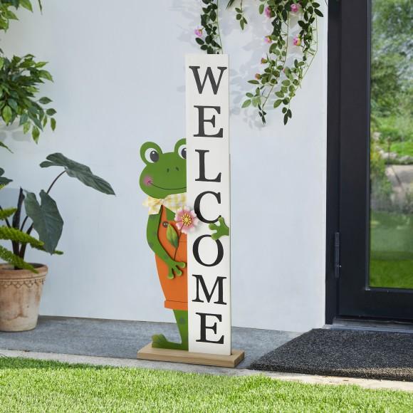 Glitzhome Glitzhome 36"H Wooden Frog Welcome Porch Decor (KD)