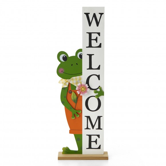 glitzhome Glitzhome 36"H Wooden Frog Welcome Porch Decor (KD)