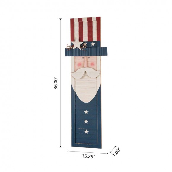 Glitzhome Glitzhome 36"H Wooden/Metal Patriotic Uncle Sam Porch Board Sign
