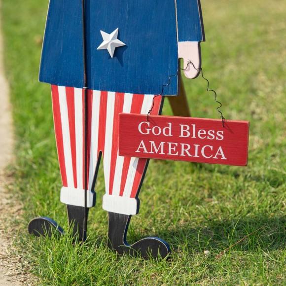 Glitzhome Glitzhome 36"H Wooden Patriotic Uncle Sam Yard Stake Or Wall Décor Or Porch Decor (Three Functions)