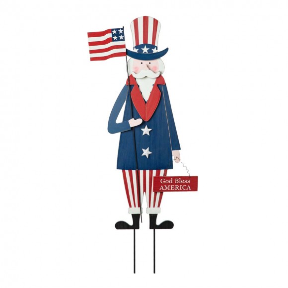 glitzhome Glitzhome 36"H Wooden Patriotic Uncle Sam Yard Stake or Wall Décor or Porch Decor (Three Functions)