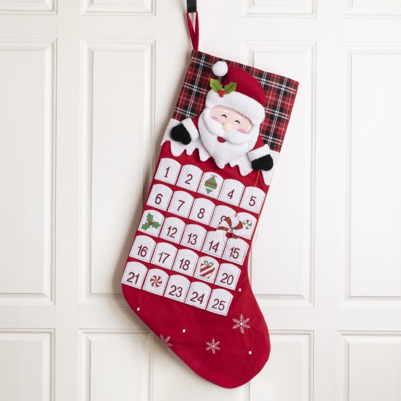 Glitzhome Glitzhome 36"L Felt 3D Santa Oversized Count Down Stocking