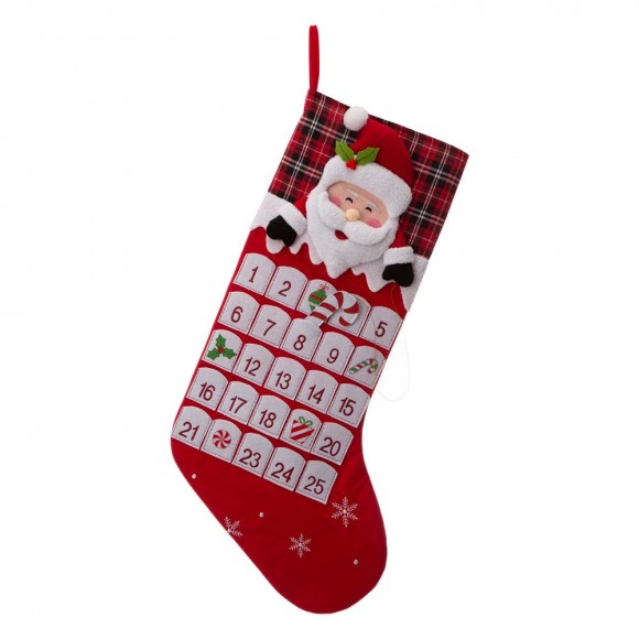 glitzhome Glitzhome 36"L Felt 3D Santa Oversized Count Down Stocking