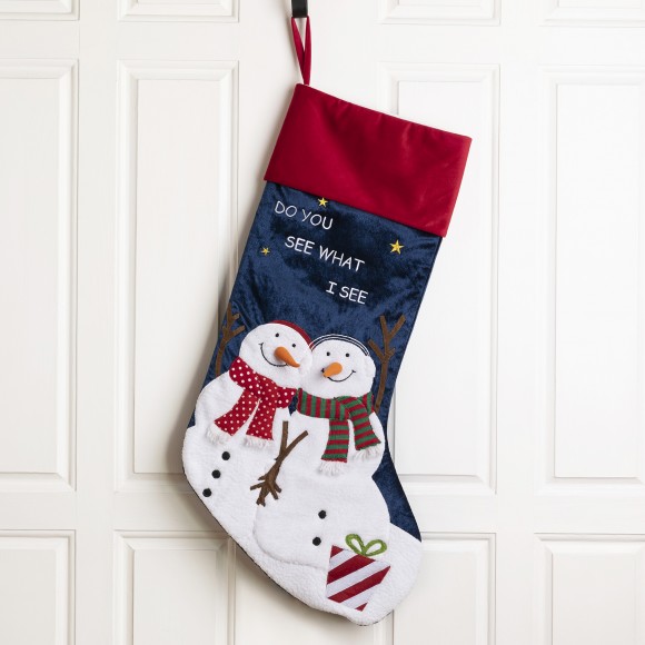 Glitzhome Glitzhome 36"L Velvet 3D Snowman Oversized Stocking