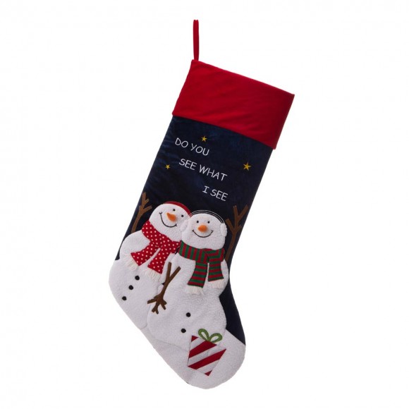 glitzhome Glitzhome 36"L Velvet 3D Snowman Oversized Stocking