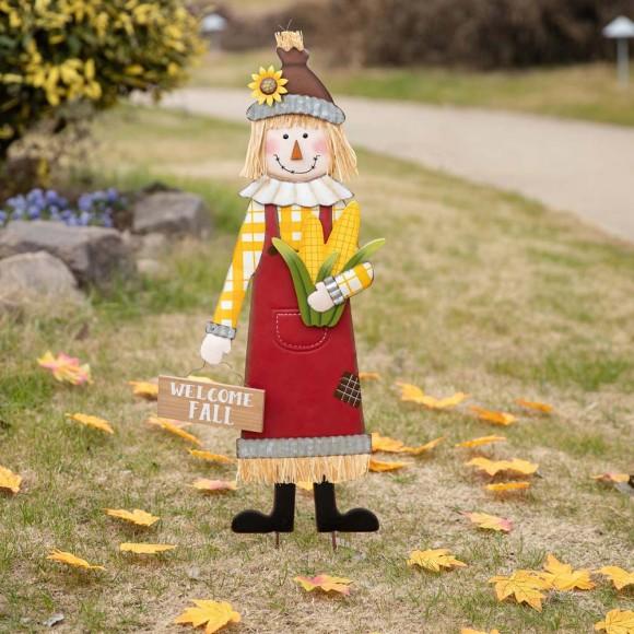 Glitzhome Glitzhome 37.25"H Metal Scarecrow Yard Stake/Standing/Hanging Sign Decor (Three Function)