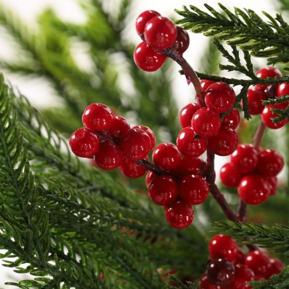 Glitzhome Glitzhome 37.5"H Christmas Greenery PE Dripping Pine Porch Tree With Pinecones And Red Berries