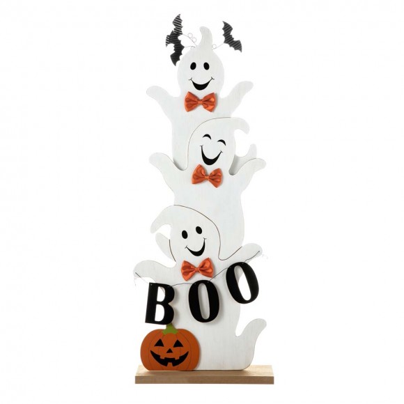 glitzhome Glitzhome 37.5"H Halloween Wooden Stacked Ghost Porch Decor