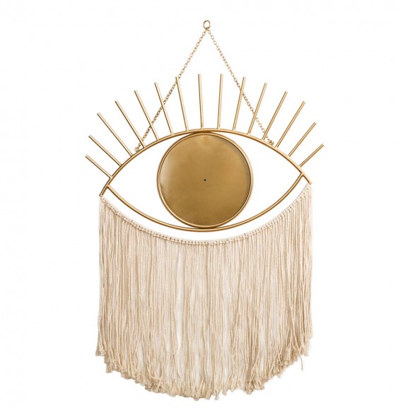 Glitzhome Glitzhome 37.50"H Regency Modern/Boho Metal Eye Mirror With Tassels Hanging Decor