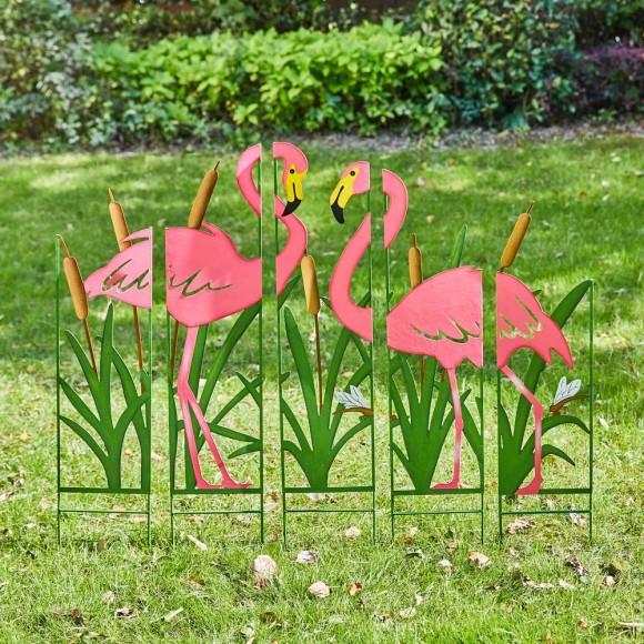 Glitzhome Glitzhome 37.75"H 5 Pieces Metal Flamingo Silhouette Yardstake